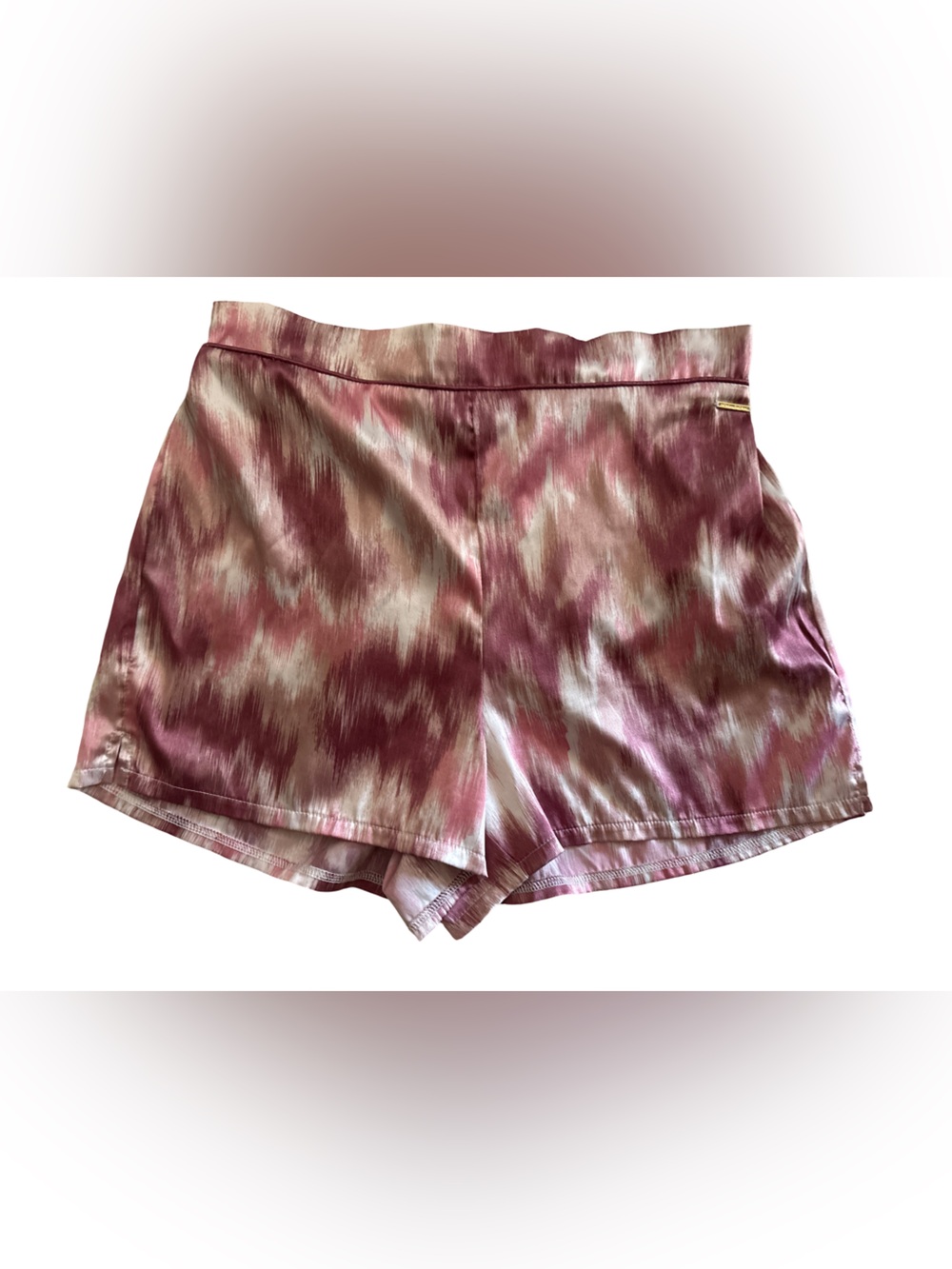 BCBGMaxAzria Pink Tie-Dye Satin Athletic Shorts